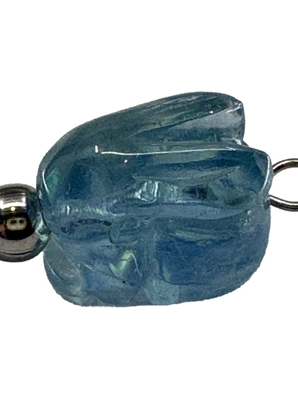 9x11mm Natural Aquamarine Rabbit Pendant Necklace 18" Hand Carved Gemstone